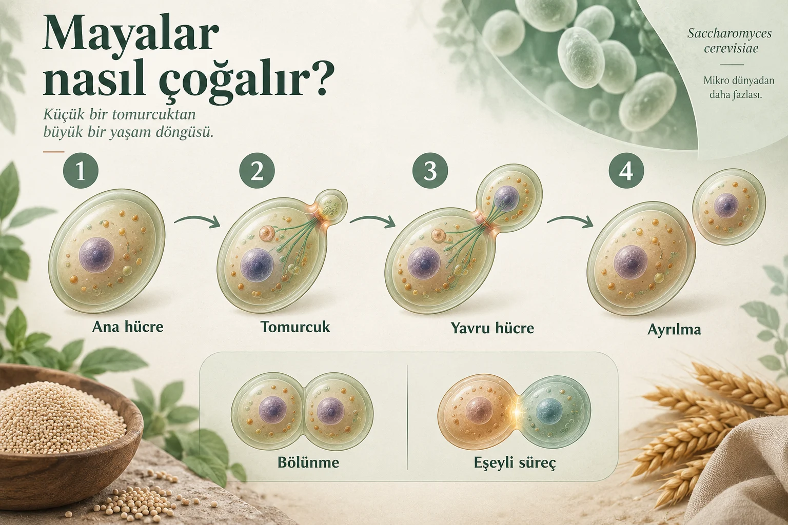 İnfografik: Maya mantarı tomurcuklanarak nasıl çoğalır? - Maya Mantarları Nedir? Tek Hücreli Mantarların Dünyası