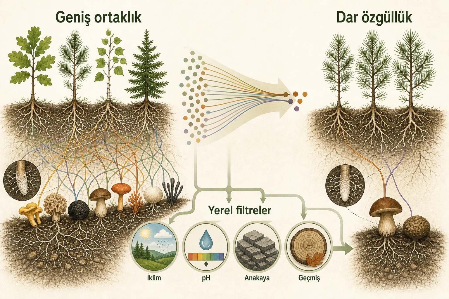 İnfografik: 3. Ağaç ve mantar eşleşmelerinde tür özgüllüğü ne kadar güçlüdür? - Orman Ağaçları ile Mantarlar Nasıl Ortak Yaşar?